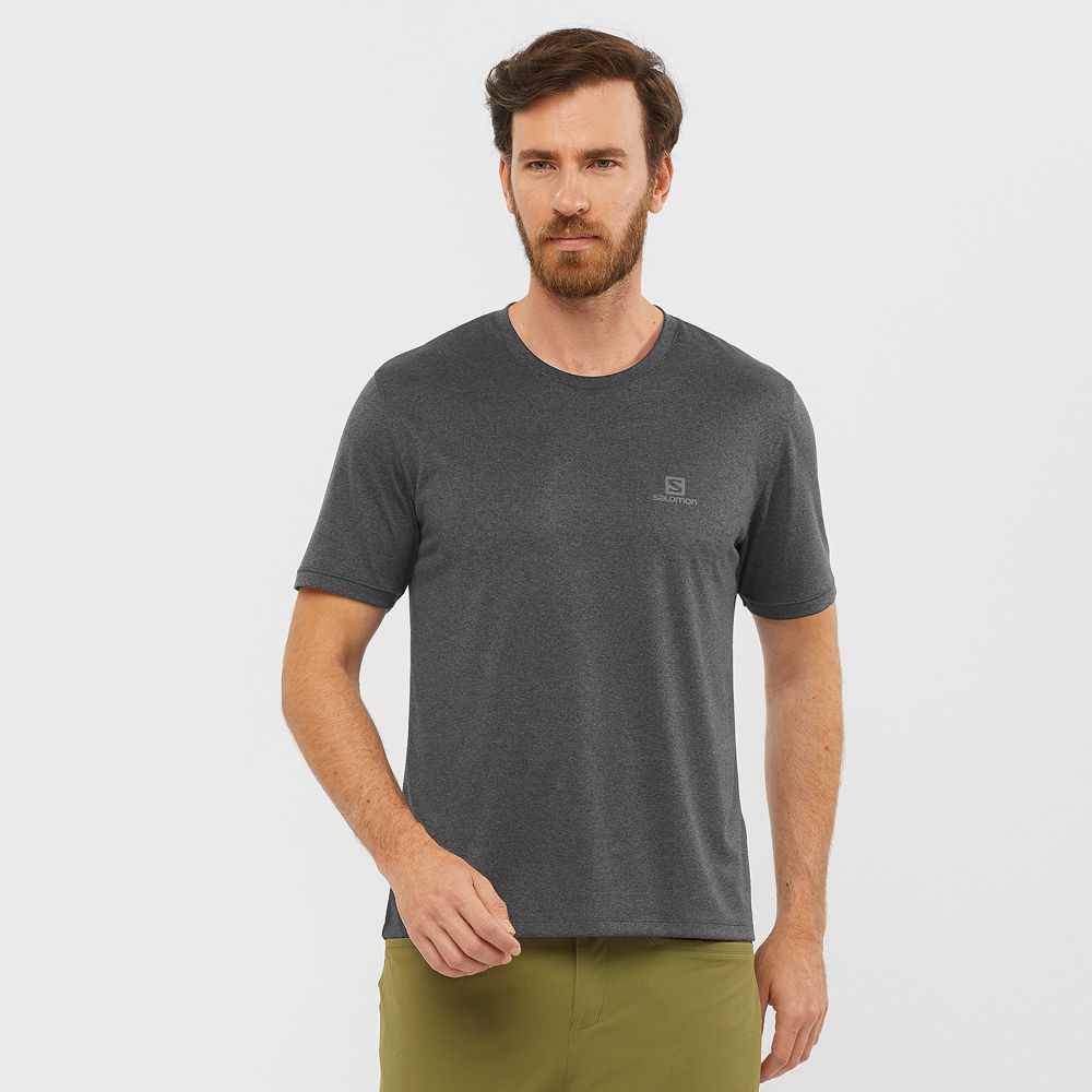 Salomon EXPLORE M - Mens Short Sleeve T-Shirt - Grey - NZ (72165-JILF)
